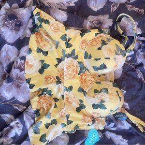 Torrid Yellow Floral swim top